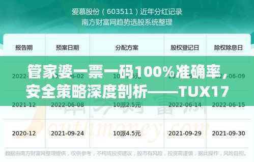 管家婆一票一码100%准确率,安全策略深度剖析——TUX170.84学习版