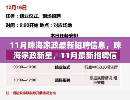 珠海家政新星启航,11月最新招聘信息,开启人生新篇章
