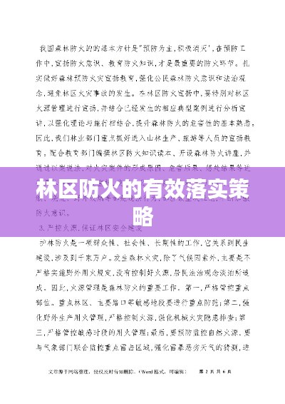林区防火的有效落实策略