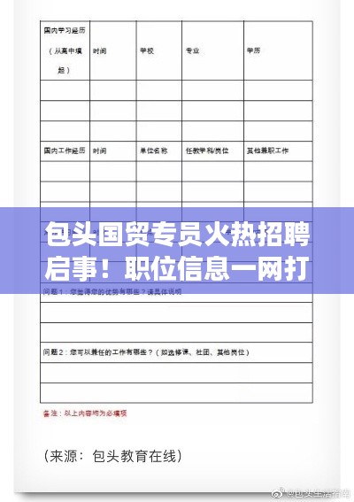 包头国贸专员火热招聘启事!职位信息一网打尽